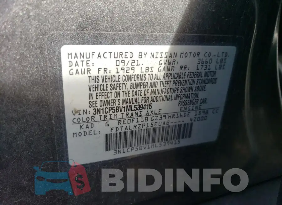 3N1CP5BV1ML539415 Photo# 13