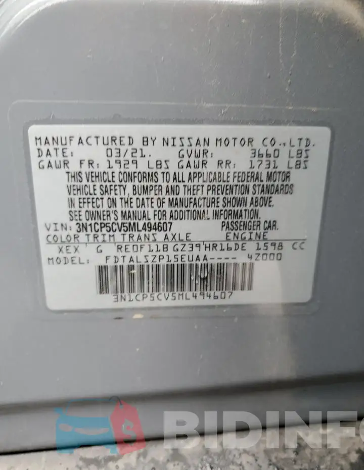 3N1CP5CV5ML494607 Photo# 13