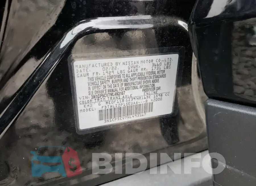 3N1CP5CV7NL493167 Photo# 13
