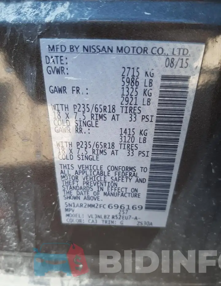 5N1AR2MM2FC696169 Photo# 13