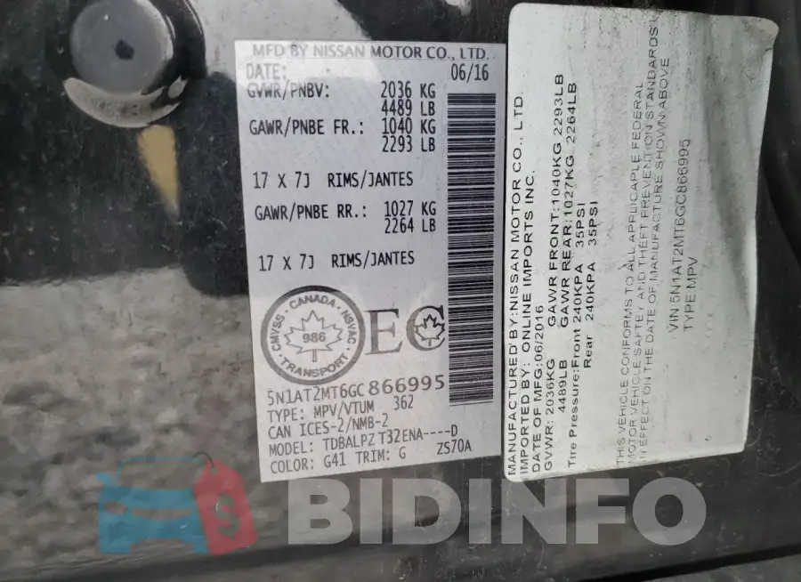 5N1AT2MT6GC866995 Photo# 13