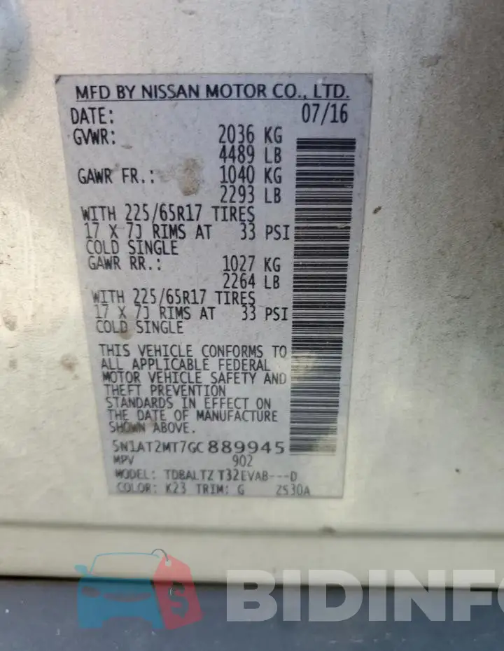 5N1AT2MT7GC889945 Photo# 12