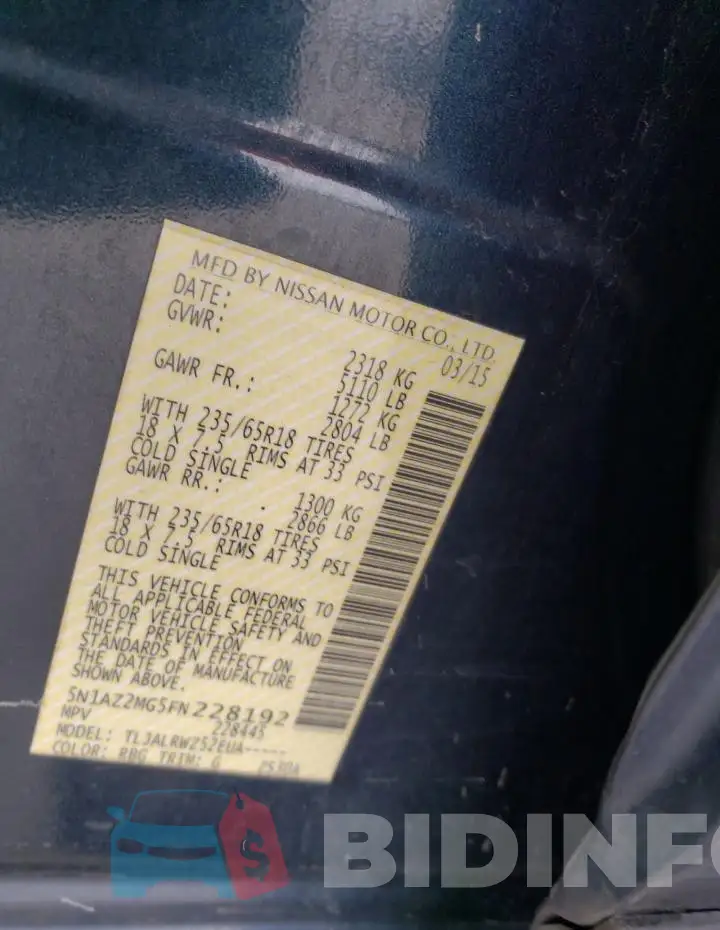 5N1AZ2MG5FN228192 Photo# 13