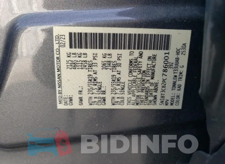 5N1BT3CB2PC786001 Photo# 13