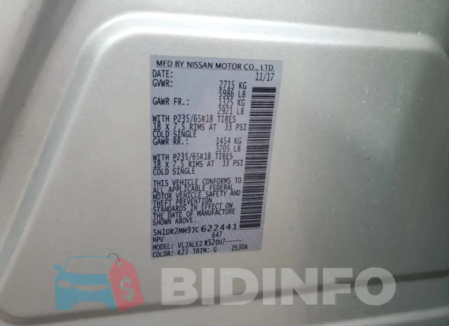 5N1DR2MN9JC622441 Photo# 13