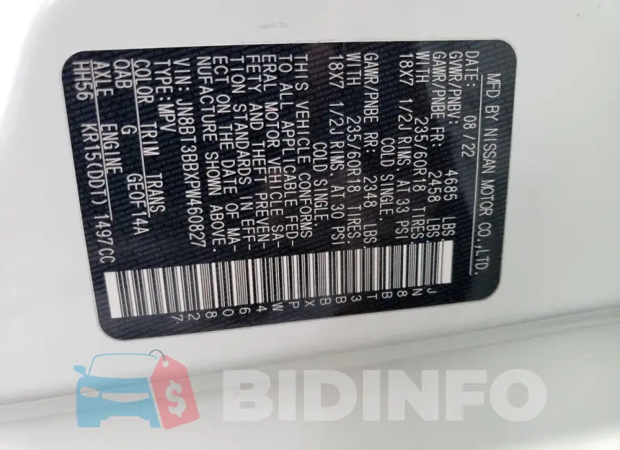 JN8BT3BBXPW460827 Photo# 13
