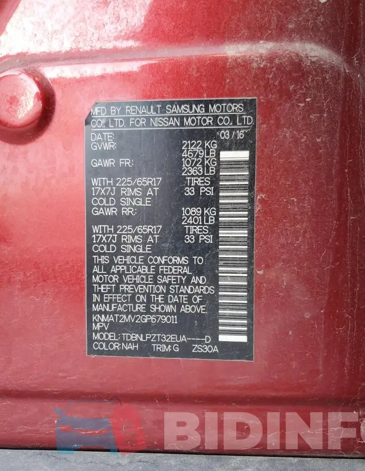 KNMAT2MV2GP679011 Photo# 14