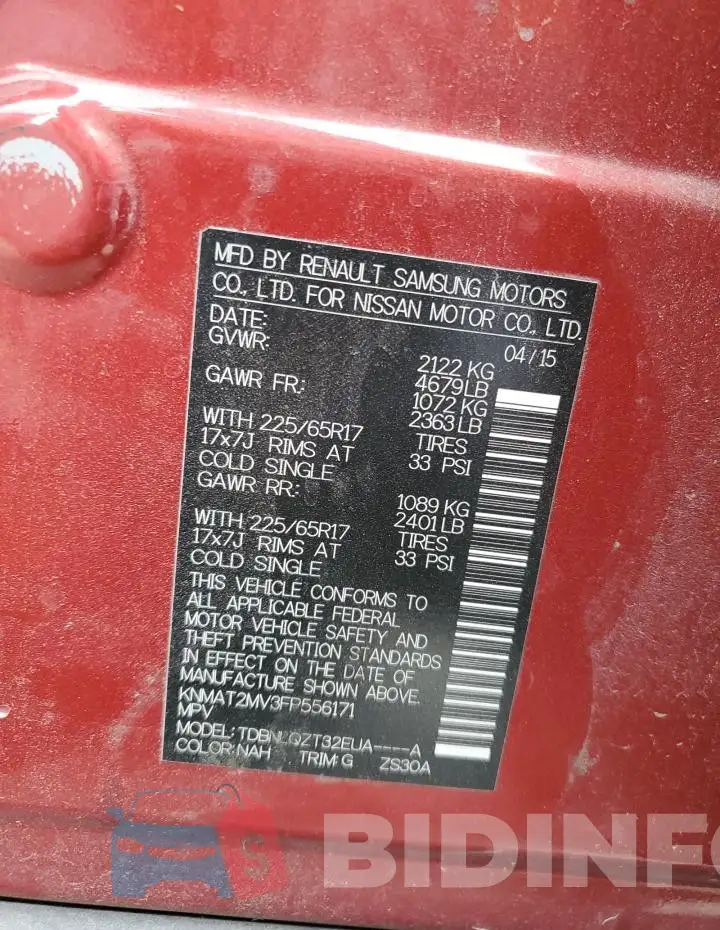 KNMAT2MV3FP556171 Photo# 12