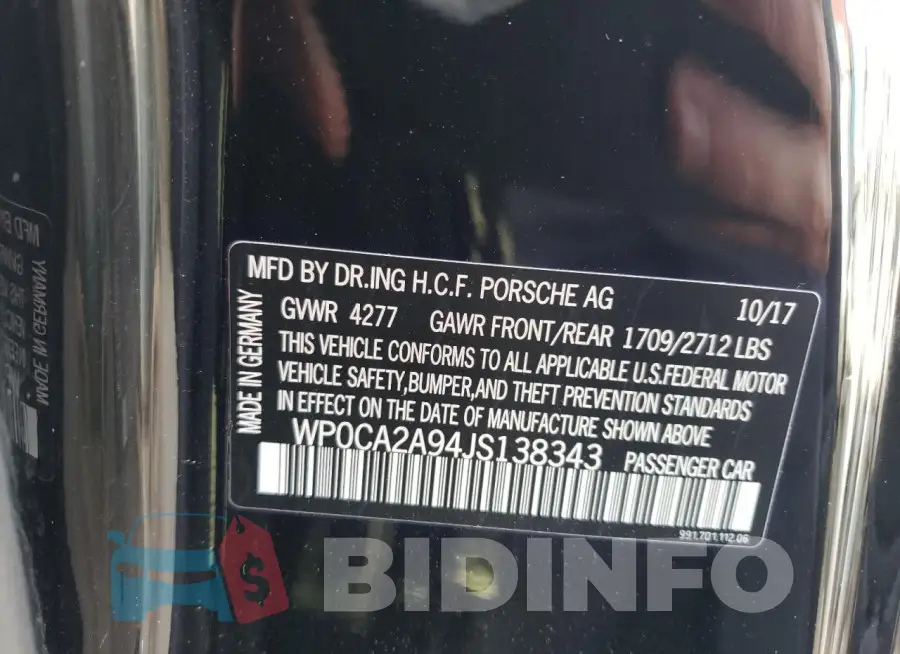 WP0CA2A94JS138343 Photo# 13