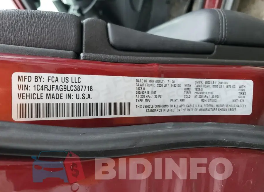 1C4RJFAG9LC387718 Photo# 13