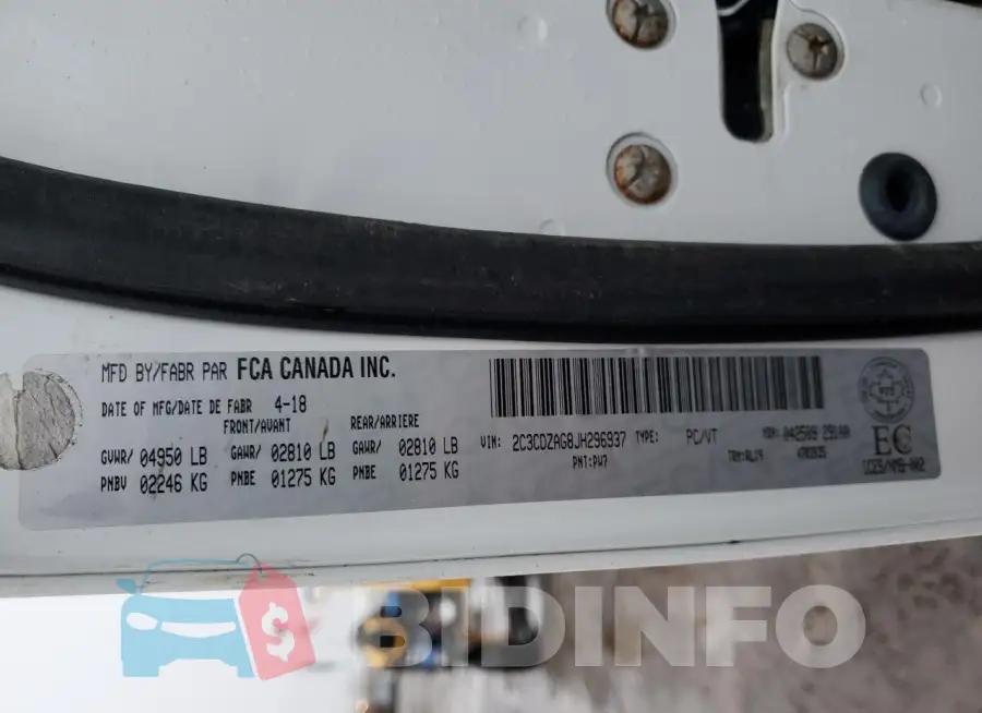 2C3CDZAG8JH296937 Photo# 13