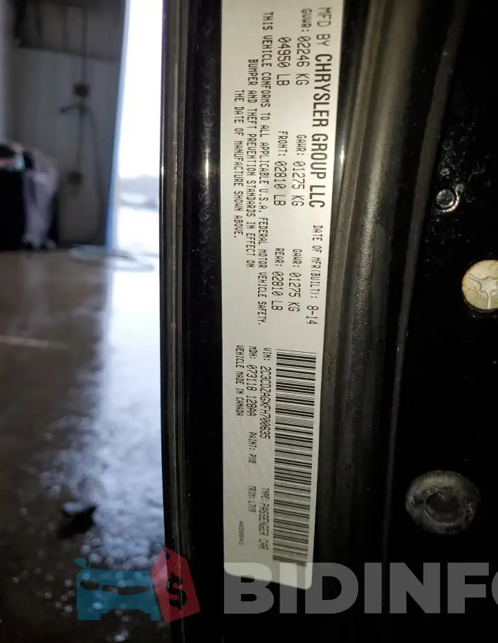 2C3CDZAGXFH700635 Photo# 12