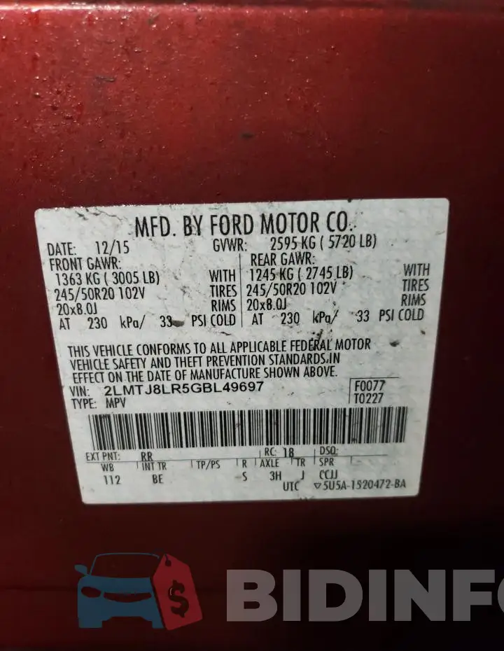 2LMTJ8LR5GBL49697 Photo# 12