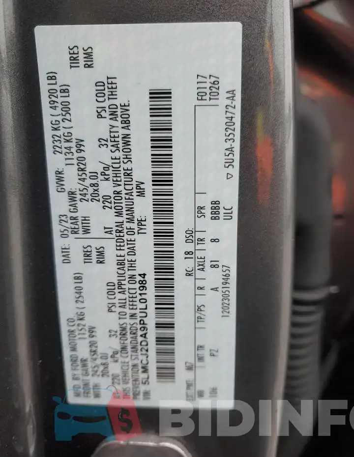5LMCJ2DA9PUL01984 Photo# 14
