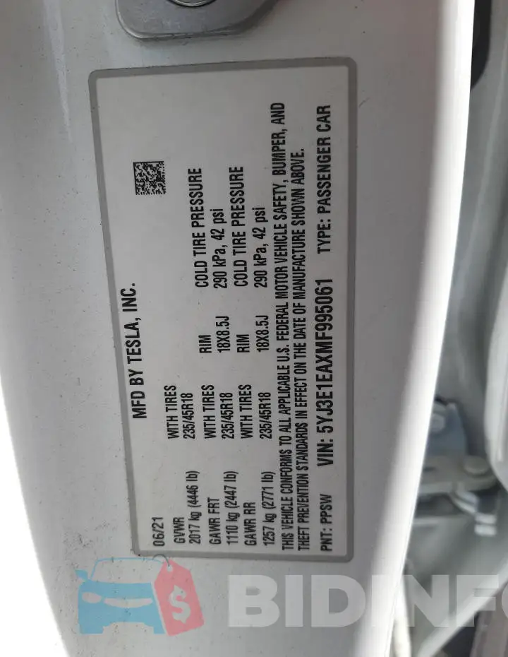 5YJ3E1EAXMF995061 Photo# 12