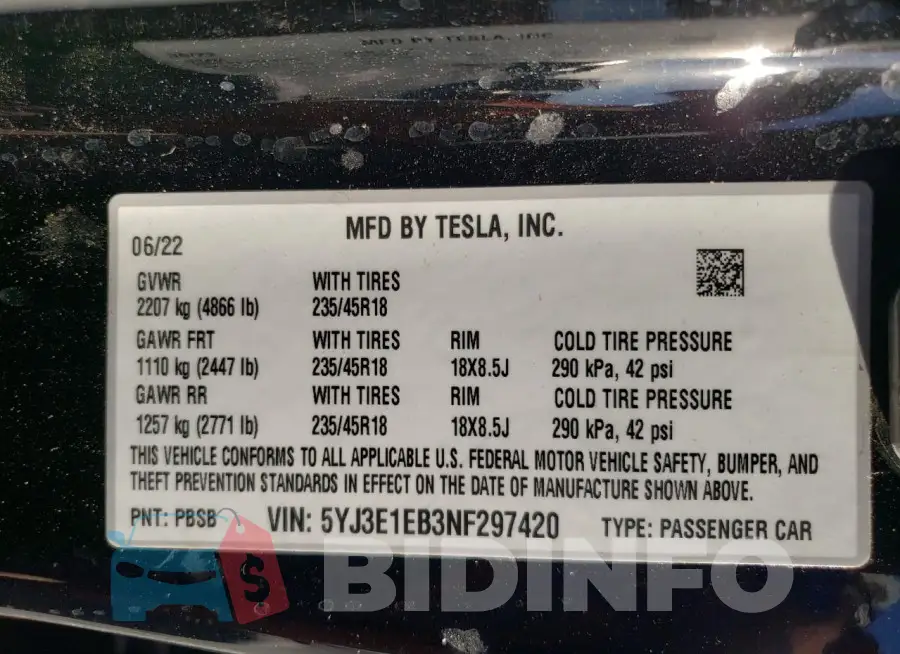 5YJ3E1EB3NF297420 Photo# 12