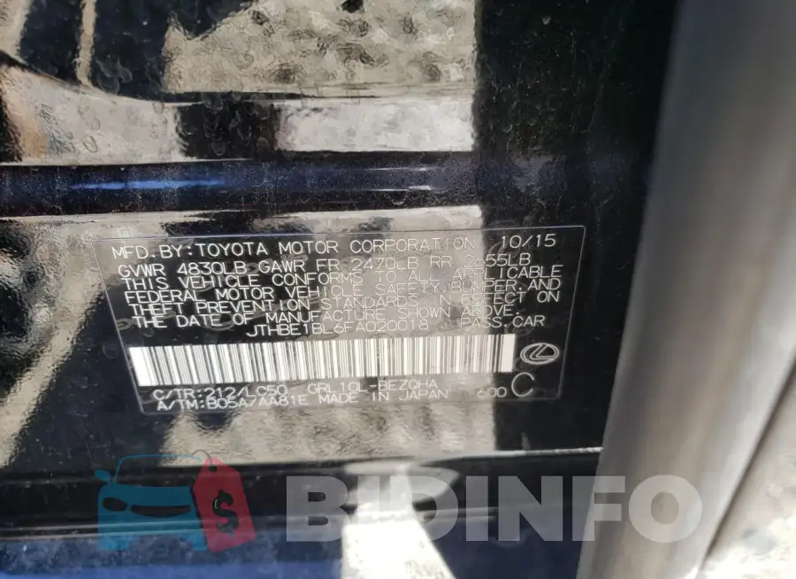 JTHBE1BL6FA020018 Photo# 12