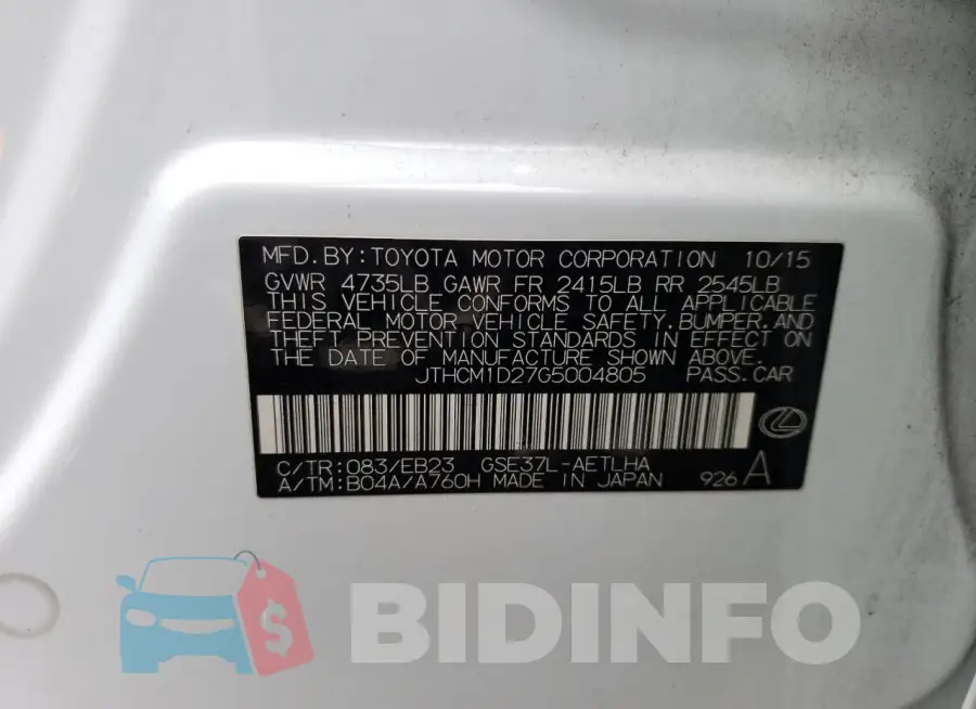 JTHCM1D27G5004805 Photo# 12