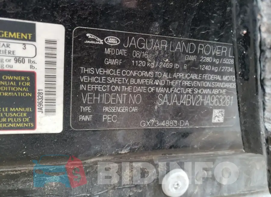 SAJAJ4BV2HA963281 Photo# 12