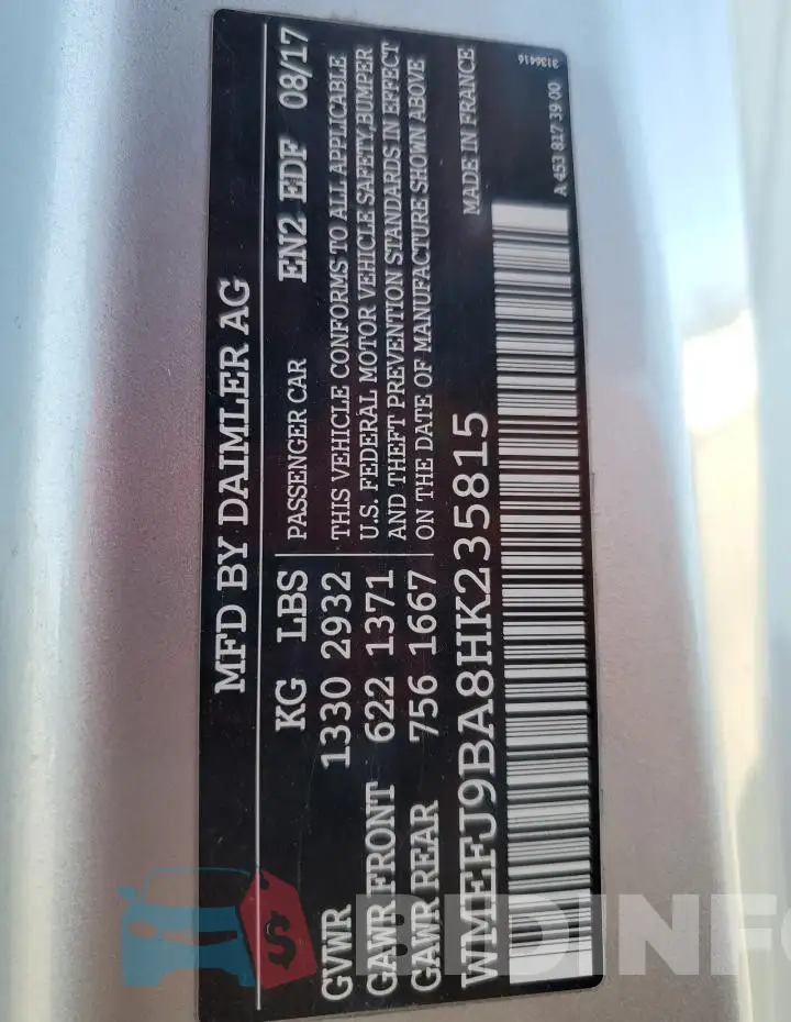 WMEFJ9BA8HK235815 Photo# 12