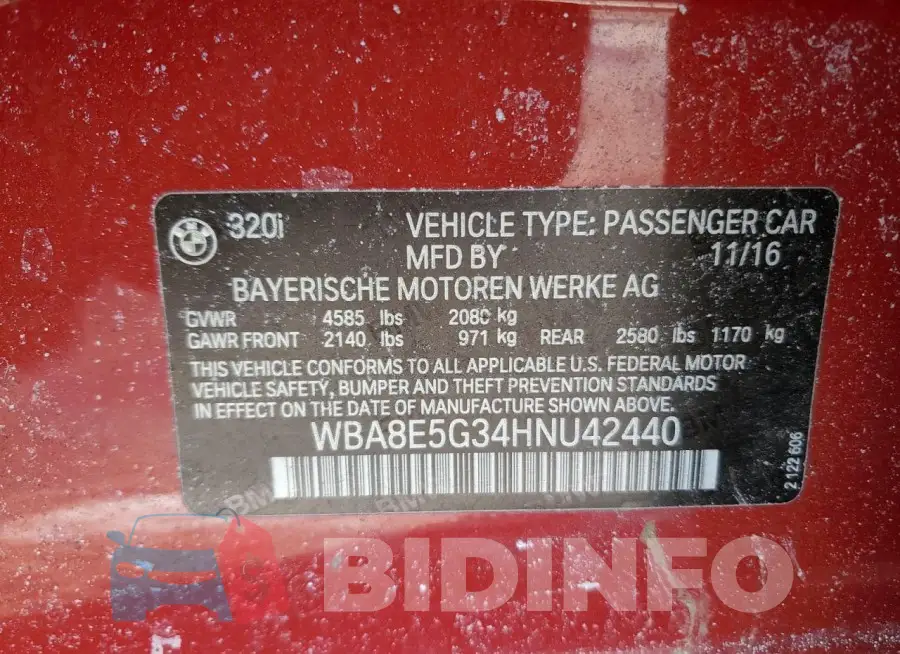 WBA8E5G34HNU42440 Photo# 12