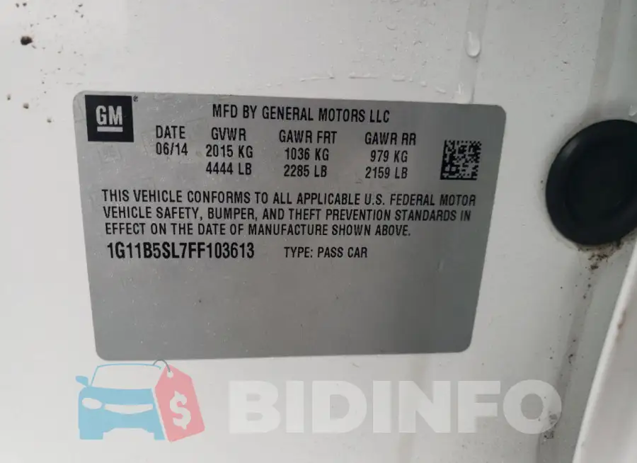 1G11B5SL7FF103613 Photo# 12
