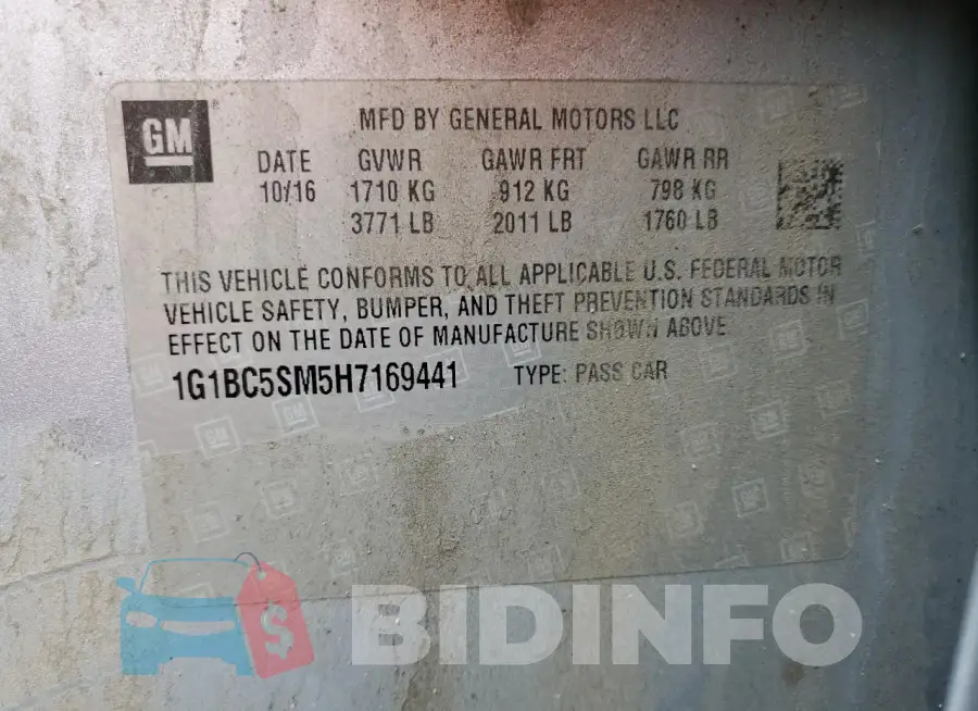 1G1BC5SM5H7169441 Photo# 12