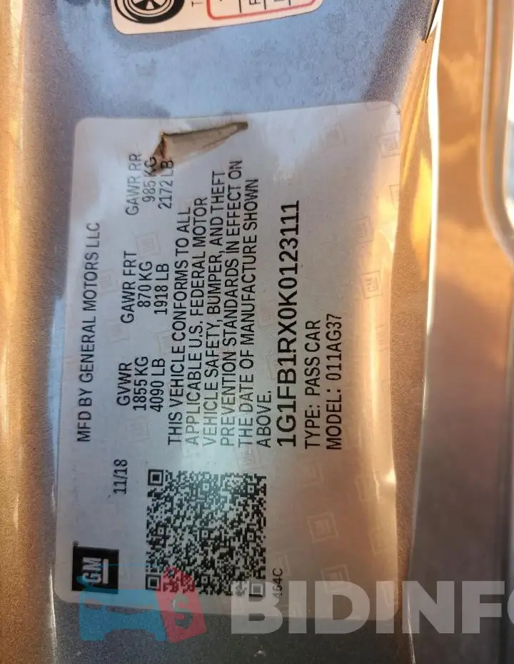 1G1FB1RX0K0123111 Photo# 12