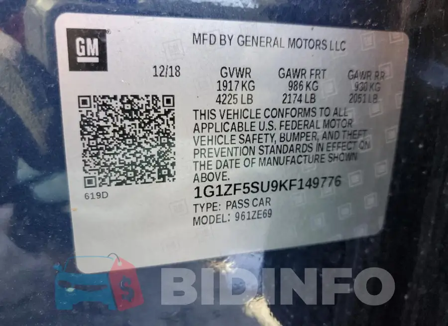 1G1ZF5SU9KF149776 Photo# 12