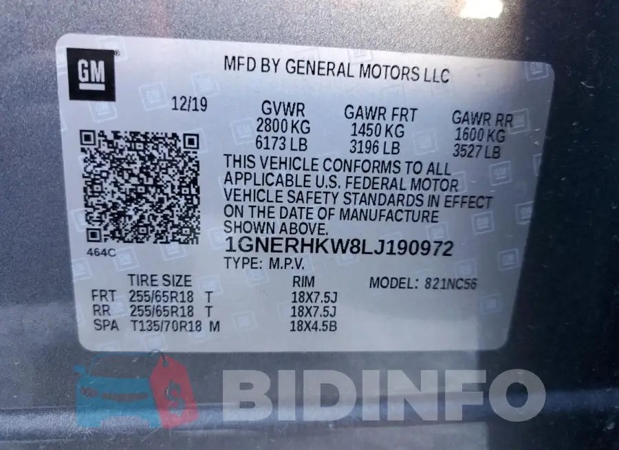 1GNERHKW8LJ190972 Photo# 12