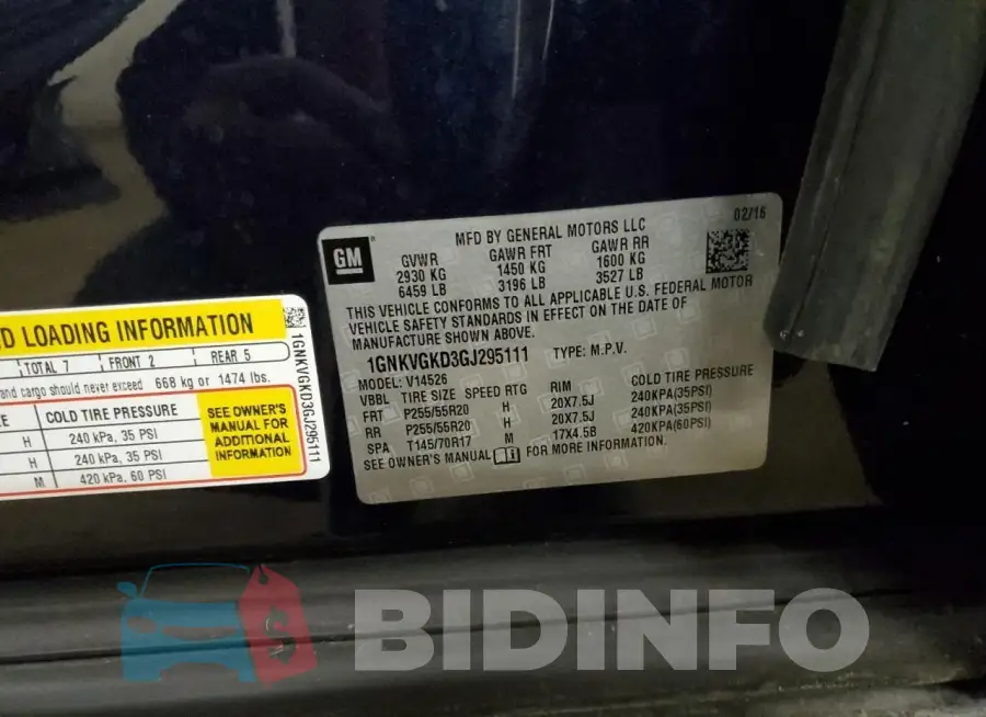 1GNKVGKD3GJ295111 Photo# 14