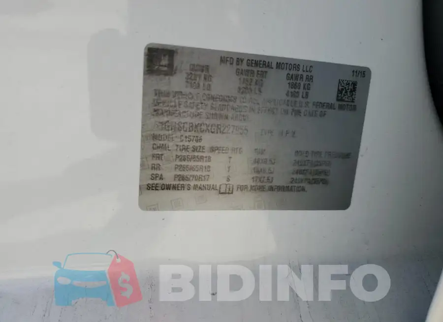 1GNSCBKCXGR227955 Photo# 12