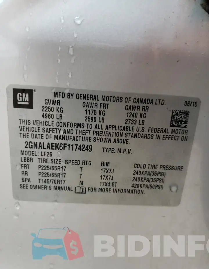2GNALAEK6F1174249 Photo# 14