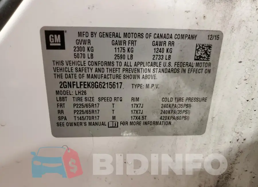 2GNFLFEK8G6215617 Photo# 12