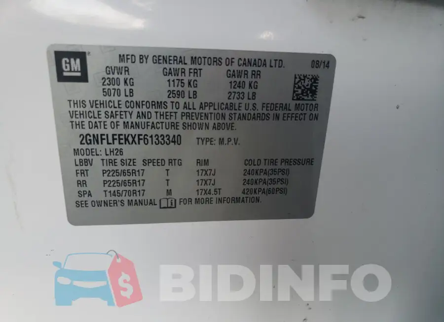 2GNFLFEKXF6133340 Photo# 13