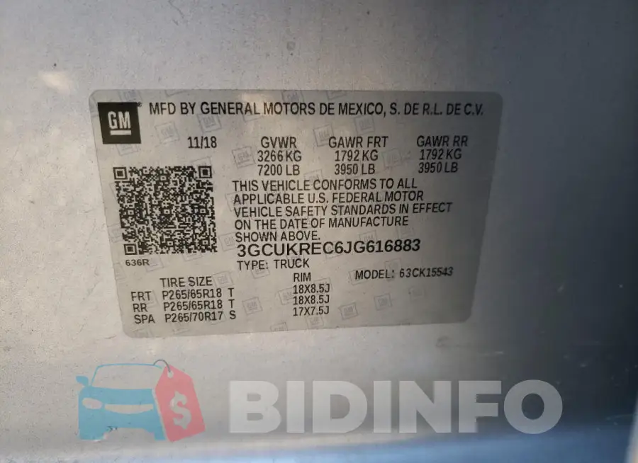 3GCUKREC6JG616883 Photo# 12