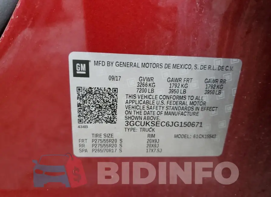 3GCUKSEC6JG150671 Photo# 12