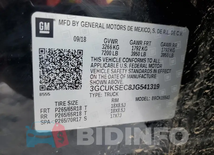 3GCUKSEC8JG541319 Photo# 13