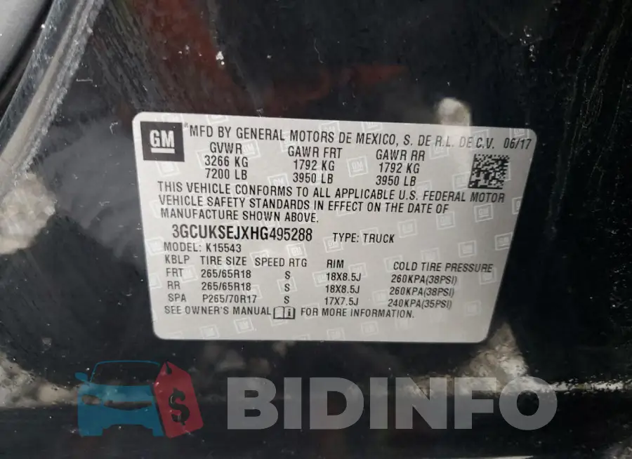 3GCUKSEJXHG495288 Photo# 12
