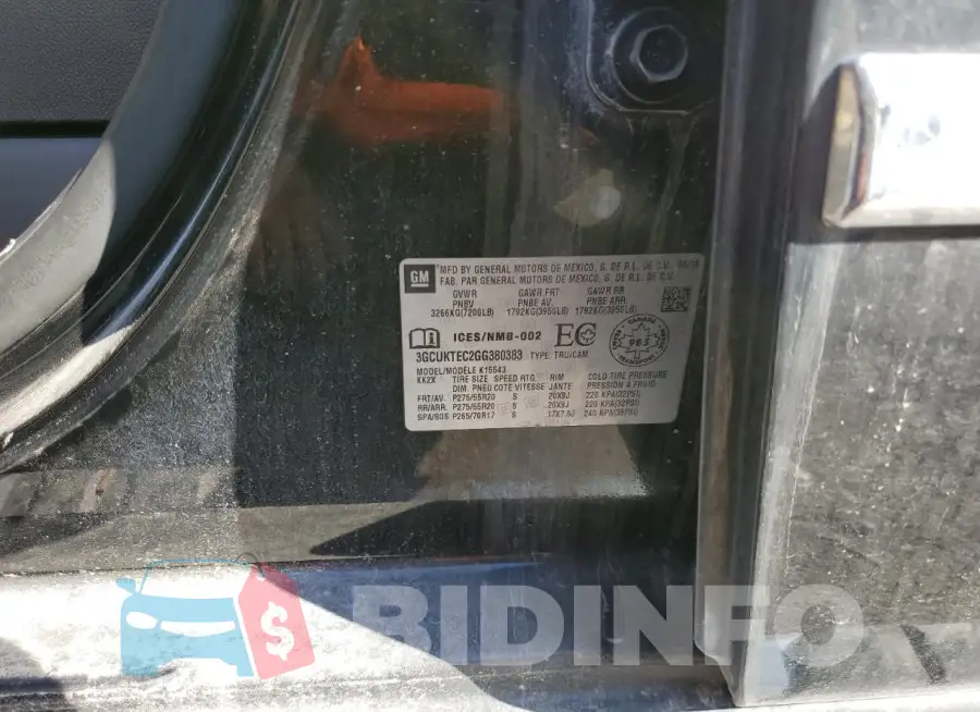 3GCUKTEC2GG380383 Photo# 12