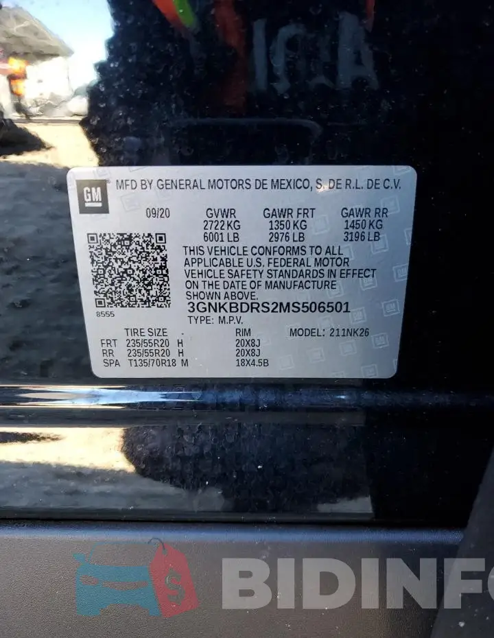 3GNKBDRS2MS506501 Photo# 13