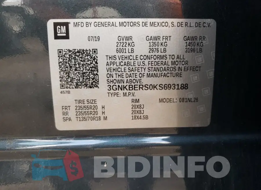 3GNKBERS0KS693188 Photo# 14