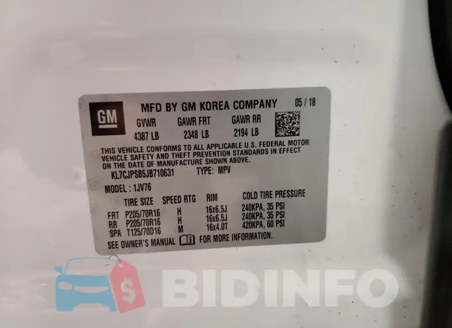 KL7CJPSB5JB710631 Photo# 13