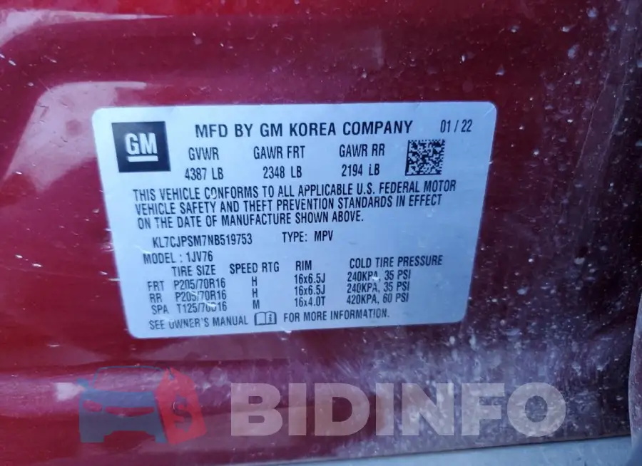 KL7CJPSM7NB519753 Photo# 12
