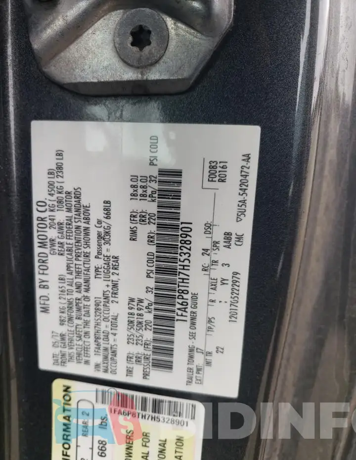 1FA6P8TH7H5328901 Photo# 12