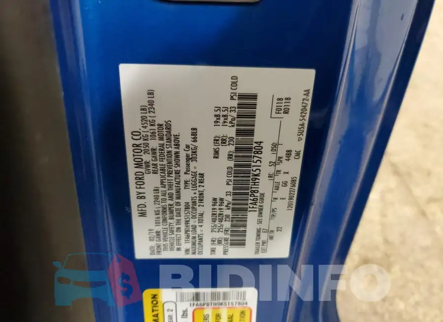 1FA6P8TH9K5157804 Photo# 12