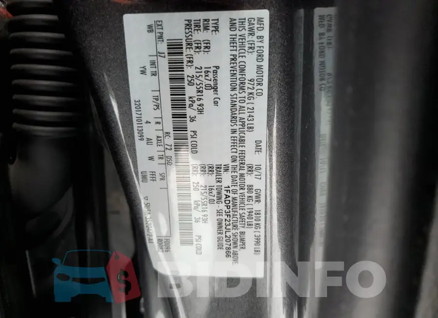 1FADP3F23JL207866 Photo# 12