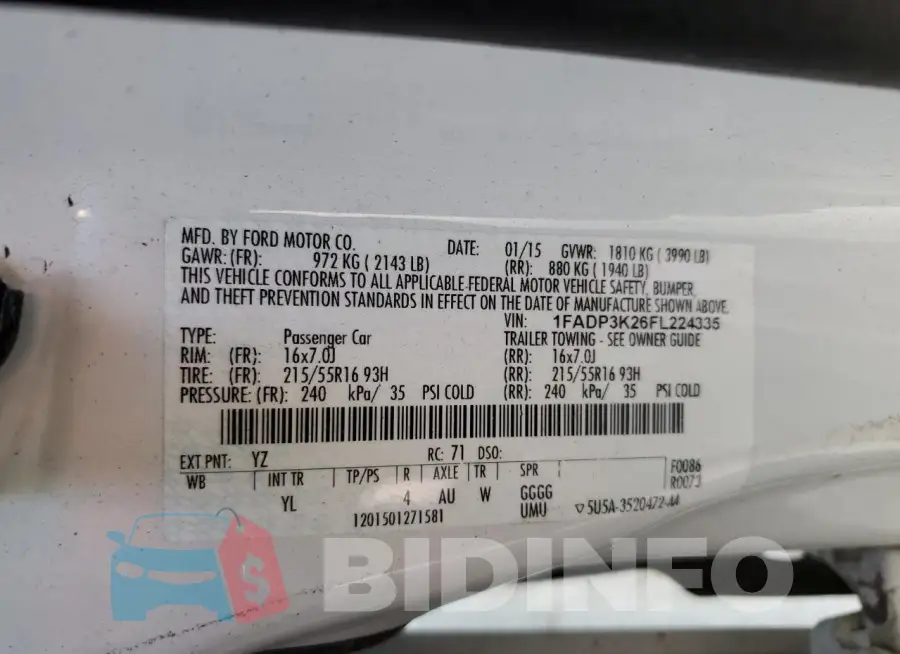 1FADP3K26FL224335 Photo# 12