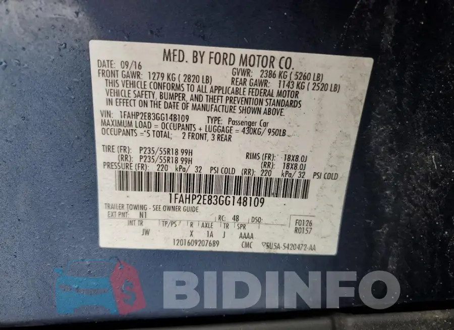 1FAHP2E83GG148109 Photo# 12