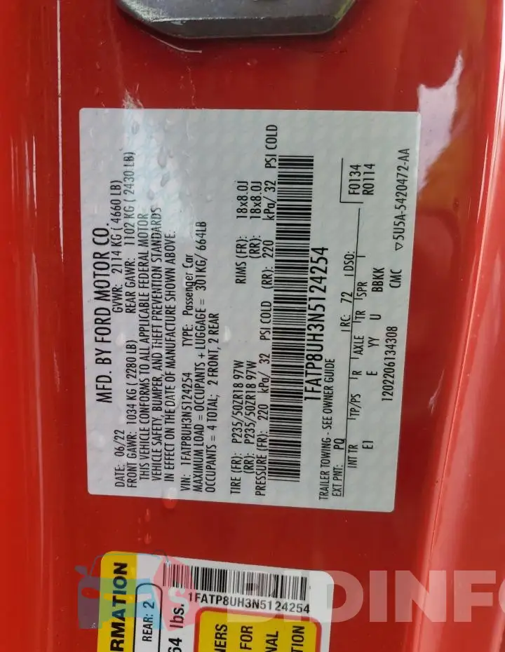 1FATP8UH3N5124254 Photo# 12